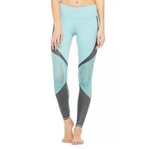 ALO Yoga Blue Vitality Mesh Contrast Leggings